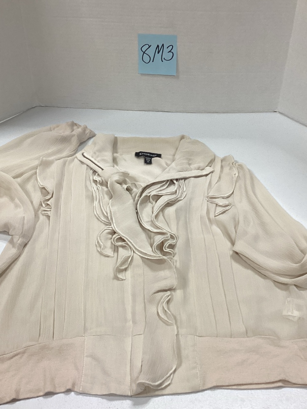 bebe Cream Ruffle-Front Women's Blouse